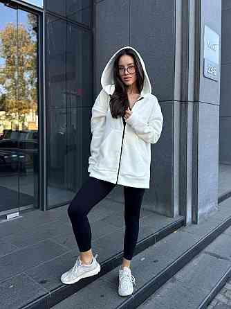 Жіноча тепла кофта оверсайз з капюшоном на блискавці турецький фліс Одеса