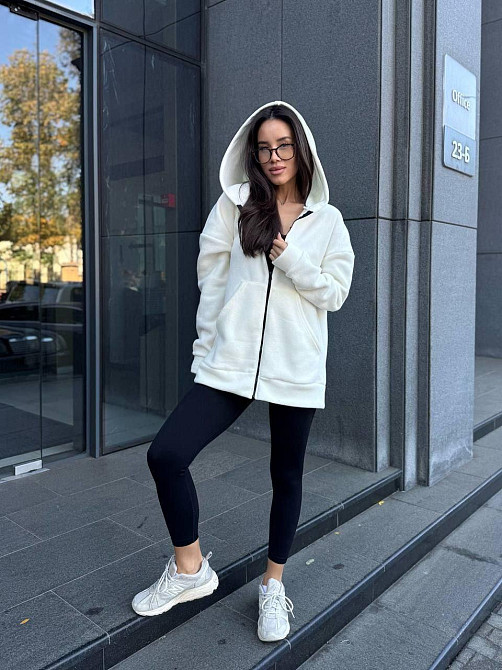 Женская теплая кофта оверсайз с капюшоном на молнии турецкий флис Одесса - изображение 1