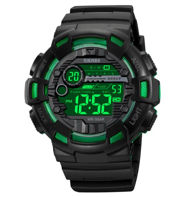 Часы мужские спортивные наручные Skmei 2110 (Черный с зеленым) Винница - изображение 4