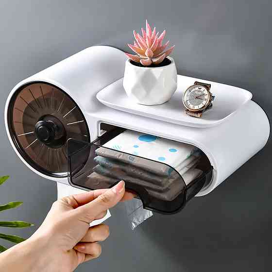 Тримач для туалетного паперу з поличкою,Білий SBR Київ