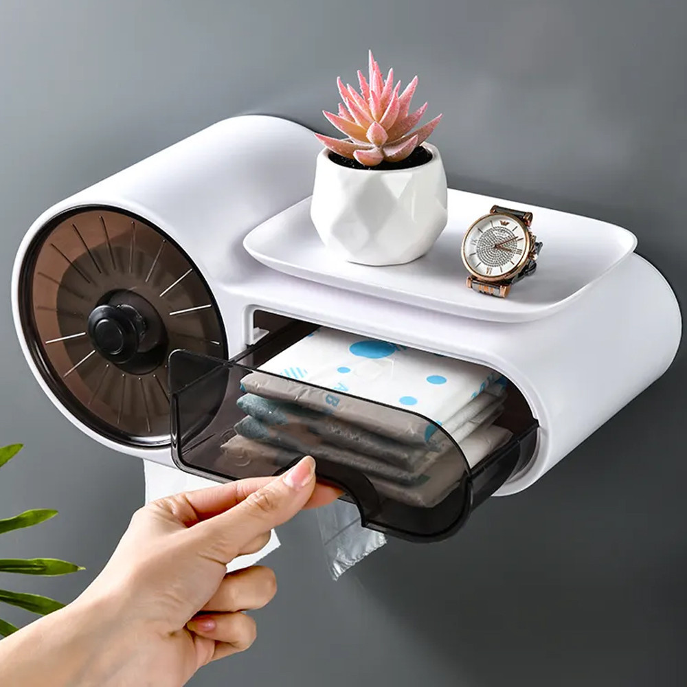 Тримач для туалетного паперу з поличкою,Білий SBR Київ - фото 2