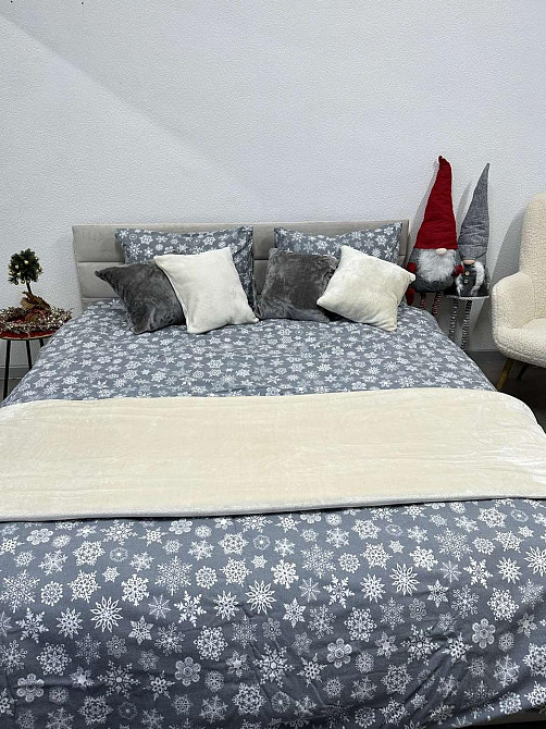 Ecotton Комплект постільної білизни Ecotton двоспальний 180х215 см сірий зимовий Сніжинка Коломыя - изображение 3
