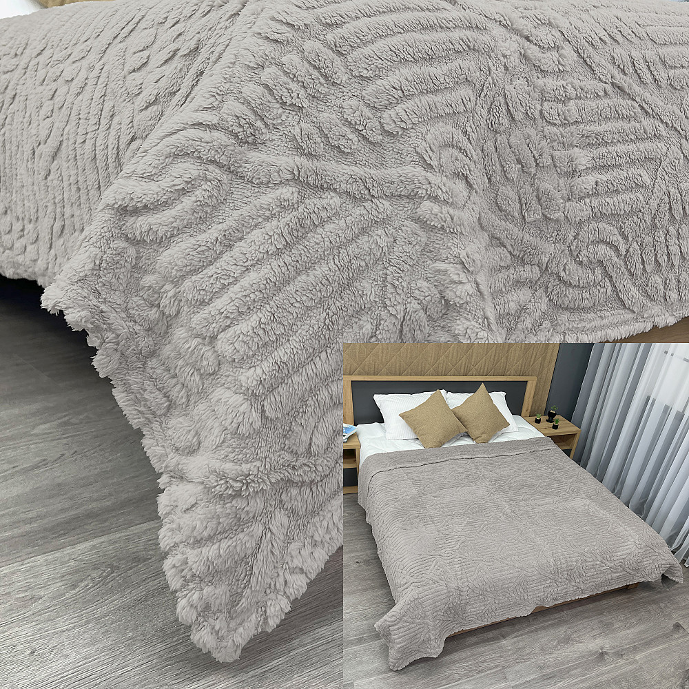 Плед 200х230 см (+-10см) "Косичка" колір сірий (87-341) Київ - фото 1