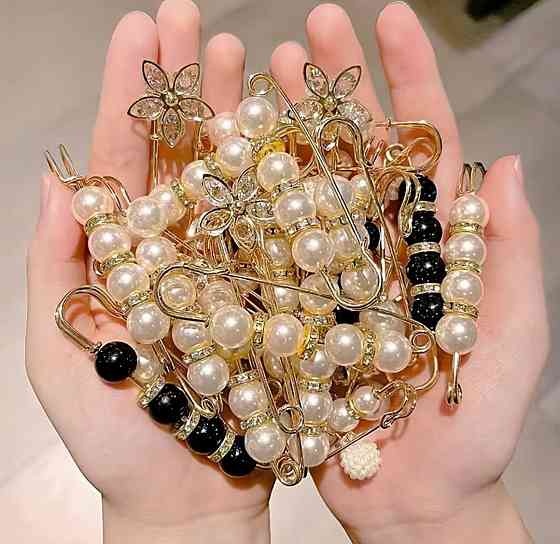 Набор брошей булавок с жемчугом 14 шт, декоративные женские броши для платья, пиджака и пальто Киев