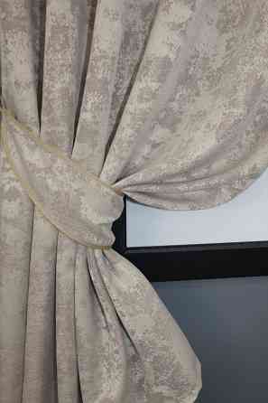Комплект коротких штор VR-Textil Жаккард Sultan YL № 1206ш Серо-бежевый 130х170 см 2 шт (35-0089) Киев