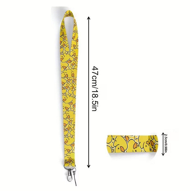 Ремешок ланьярд с утками желтый, держатель для телефона ключей ID, шейный ремешок с карабином Киев - изображение 2
