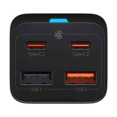 Зарядное устройство Baseus 2xUSB-C 65W + 2xUSB GaN + cable USB-C to USB-C 100W 1.0m black (CCGP040101) Винница