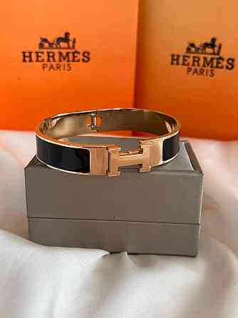 Браслет Hermes жёсткий | черная эмаль | напыление золото  |  напыление серебро 925 Одесса