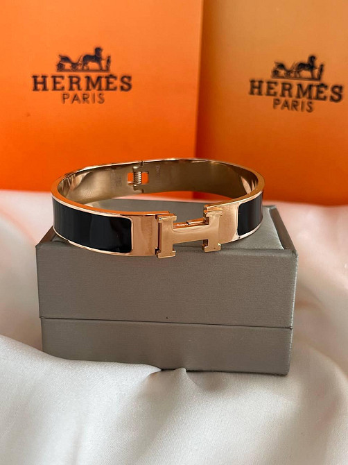 Браслет Hermes жёсткий | черная эмаль | напыление золото  |  напыление серебро 925 Одесса - изображение 5