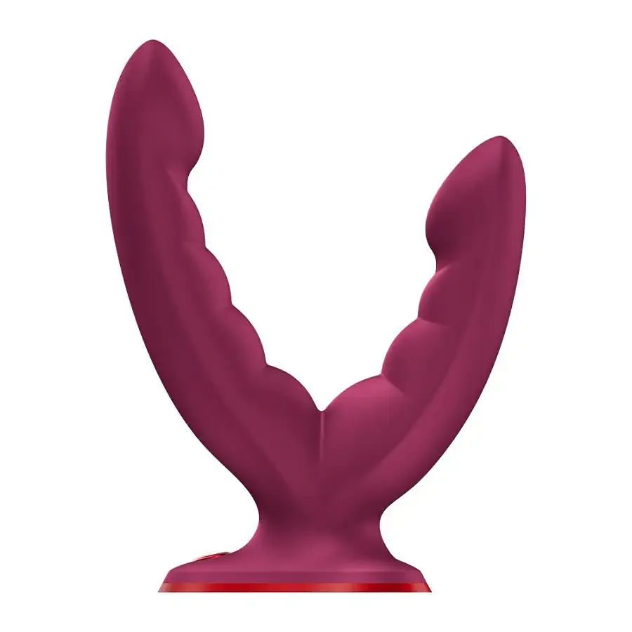 Двойной фаллоимитатор Fun Factory RYDE Wine Red, гибкие стволы, присоска Львов - изображение 1