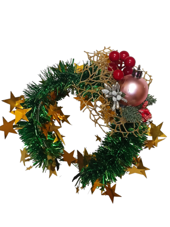 Обруч для волос новогодний с мишуры с игрушкой one size разноцветный ручная работа розовый Киев