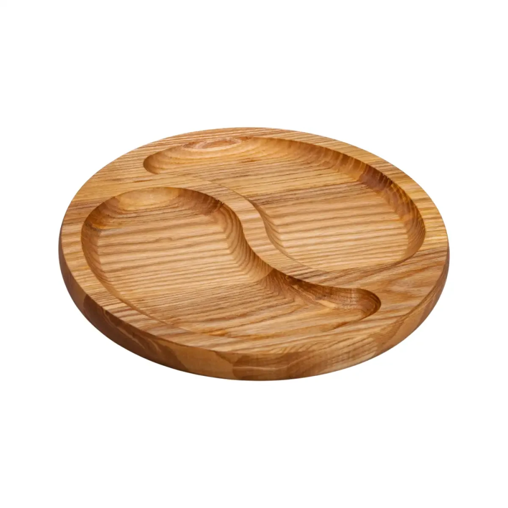 Менажниця дерев'яна 25 см кругла на 2 секції T45W250 Коломия - фото 3