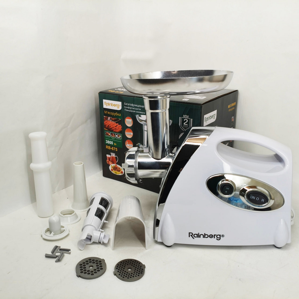 Мощная качественная электромясорубка Rainberg RB-675 3800W, Мясорубка с решеткой для фарша XK-99 Львов - изображение 7