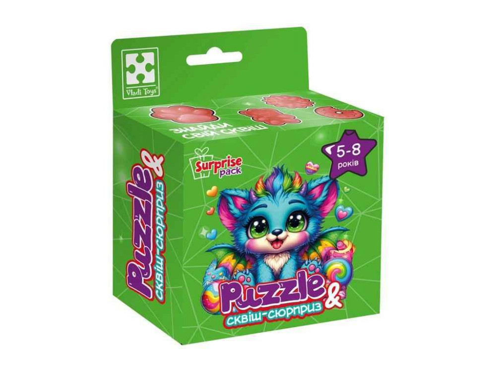 Пазлы с сюрпризом Бирюзовый дракончик VT8030-04 ТМ VLADI TOYS Киев - изображение 1