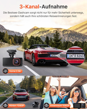Видеорегистратор Bestsee M22PRO 3 камеры 2.5K+1080P+1080P, 64 ГБ, WDR, Wi-Fi, G-сенсор, парковка 24/7 Киев