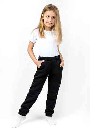 Детские теплые штаны с начесом, черные топ Юрма одяг 104 Киев