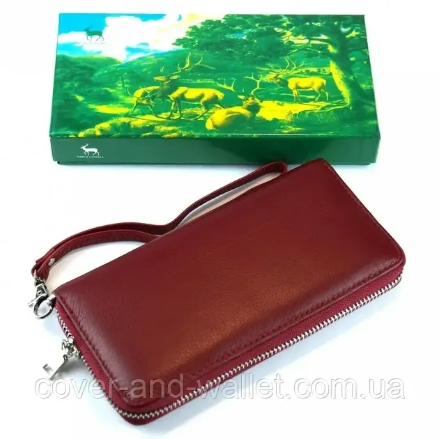 Красный кожаный женский кошелек на молнии Marco Coverna MC-7002-2 Бордовый Киев - изображение 4