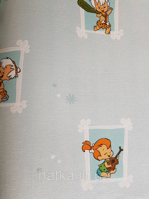 Обои виниловые на флизелине AdaWall Ada Kids метровые детские мультфильм Флинтстоуны картинки  на голубом фоне Киев - изображение 3