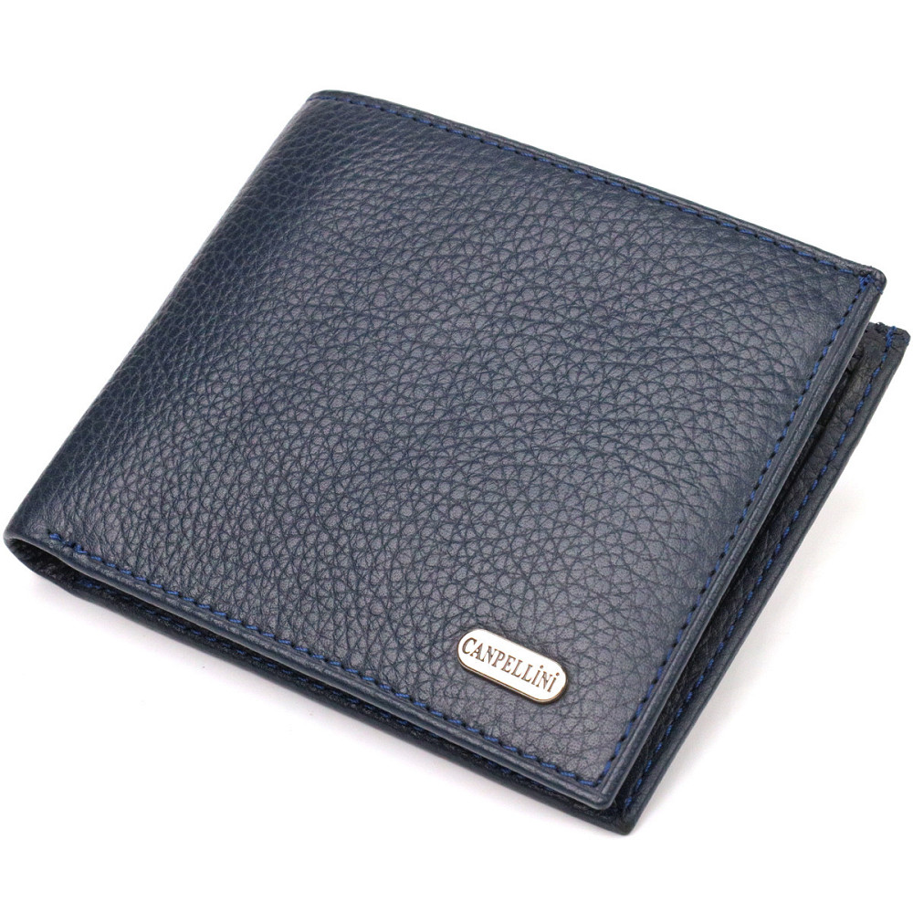 Горизонтальное мужское портмоне из натуральной зернистой кожи CANPELLINI 21776 Синее Киев - изображение 1