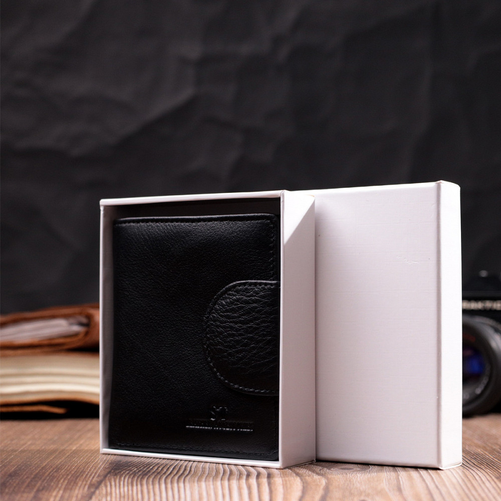 Надежный кошелек для женщин вертикального типа из натуральной кожи ST Leather 22451 Черный Киев - изображение 1