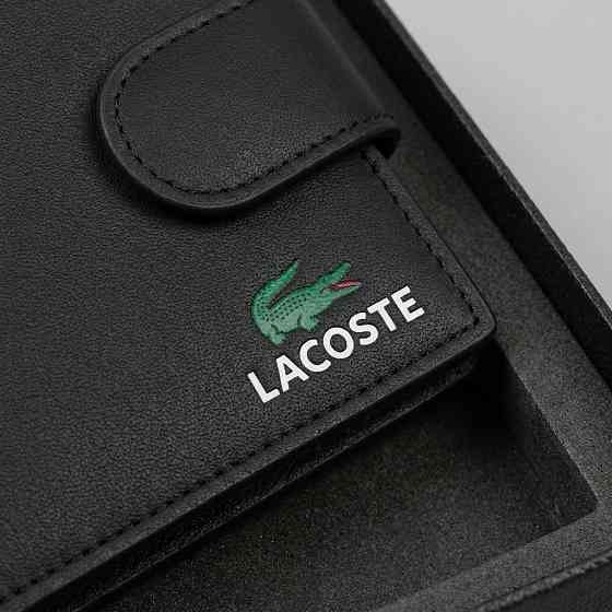Чоловіче шкіряне портмоне з брелком на застібці Lacoste (1724-2) Київ
