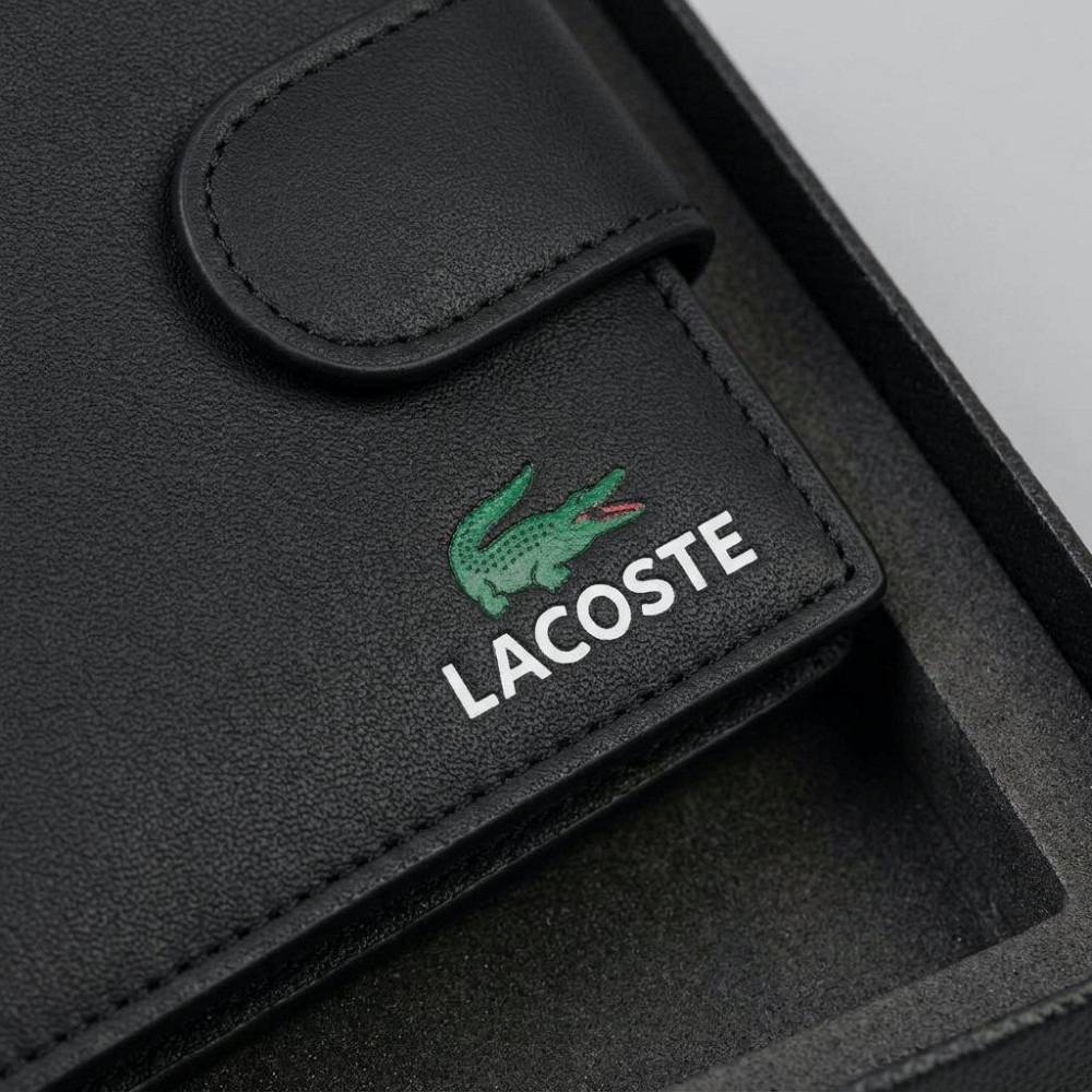 Чоловіче шкіряне портмоне з брелком на застібці Lacoste (1724-2) Київ - фото 6