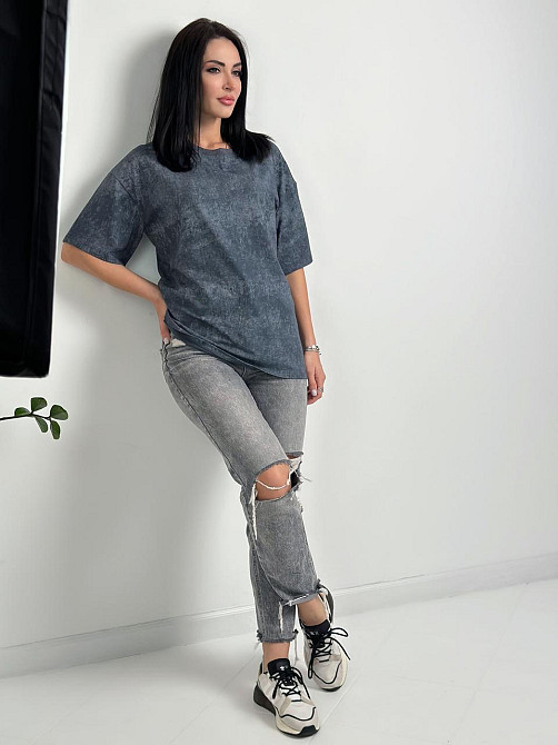 Базова футболка тай-дай "Simple" (Турція) оптом | Норма і батал 50-52, Графіт Київ - фото 2