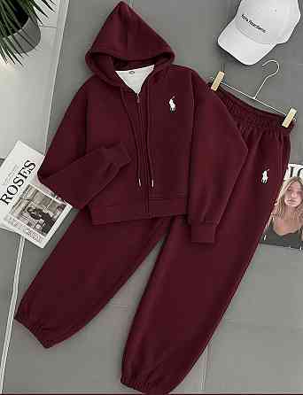 Женский теплый прогулочный костюм двойка: кофта и штаны трехнитка на флисе Бордо, 46/48 Одесса