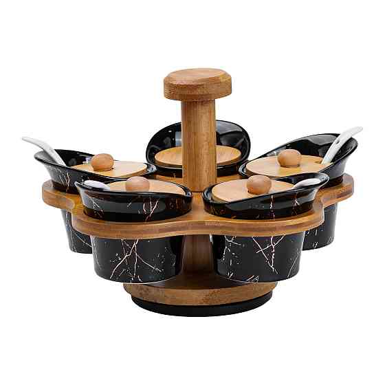 Набір банок для сипучих продуктів на бамбуковій підставці Київ