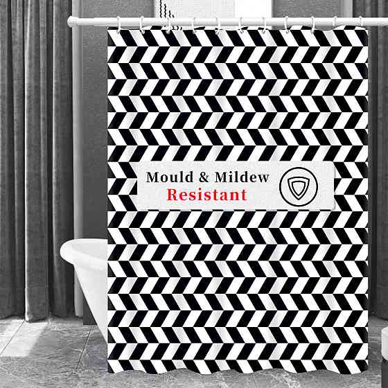 Шторка для ванны из полиэстера водонепроницаемая Bathlux 180x180 см с кольцами, занавеска для ванной комнаты Каменец-Подольский