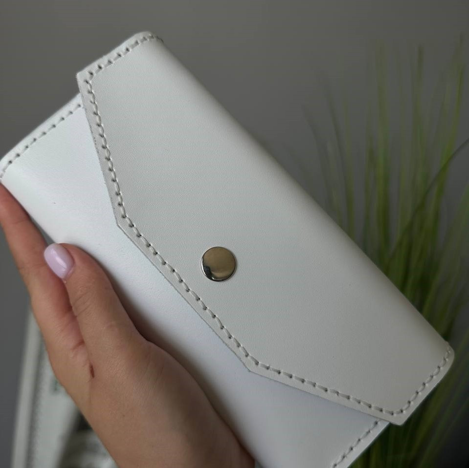Гаманець клатч Флоренція Білий шкіряний жіночий, стильний модний клатч ручної роботиMasterSem Київ - фото 3