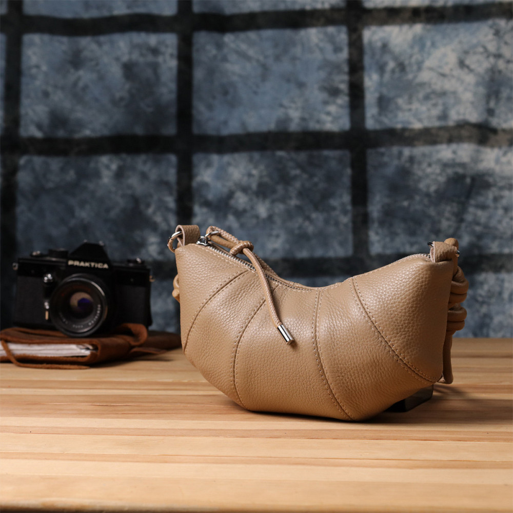 Стильна жіноча напівкругла сумка з натуральної шкіри Vintage 22933 Бежевий Київ - фото 10