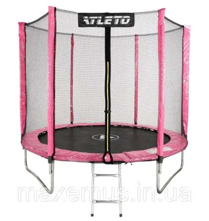 Батут детский Atleto 312 см с защитной сеткой и лестницей батут для детей садовый батут розовый Мостиска