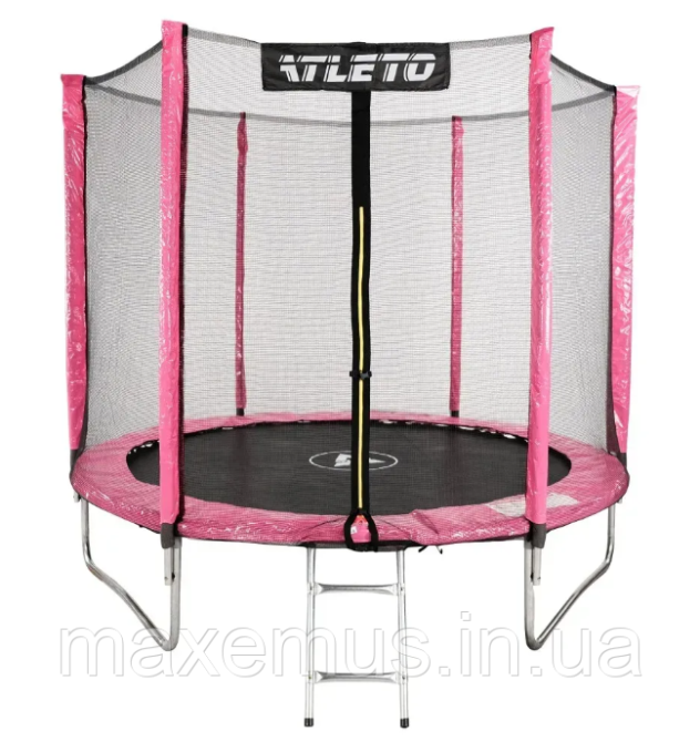 Батут детский Atleto 312 см с защитной сеткой и лестницей батут для детей садовый батут розовый Мостиска - изображение 5