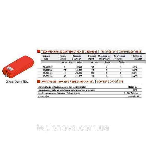 Бак Zilmet oem-pro для монтажу в котли Арт. 537 6л 3/4| 3bar прямокутний ( 13A6000619 ) Чернівці