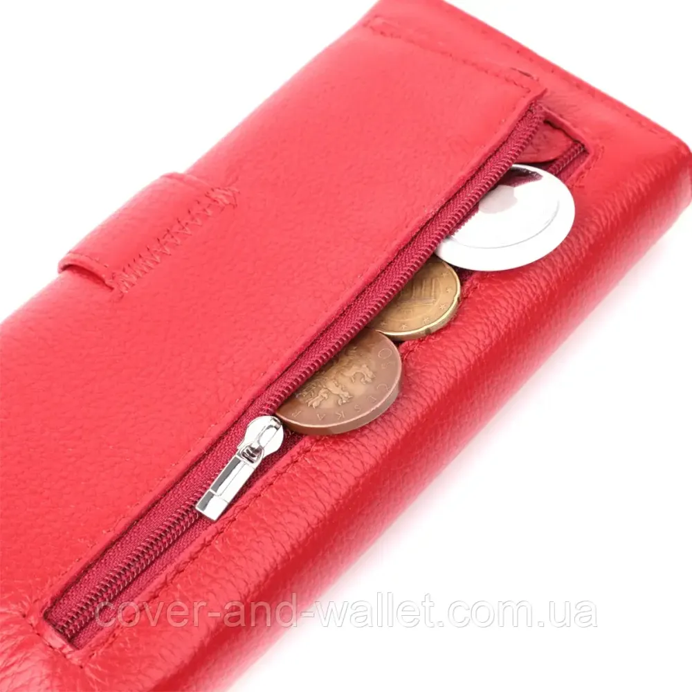 Стильный женский кожаный кошелек на кнопке красного цвета ST Leather 268 Киев - изображение 6