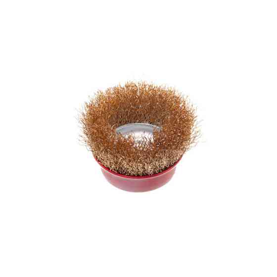 Щітка чашкова, 65 мм, M14, кручений дріт покритий латунню, для КШМ, 12500 об/хв INTERTOOL BT-1066 Київ