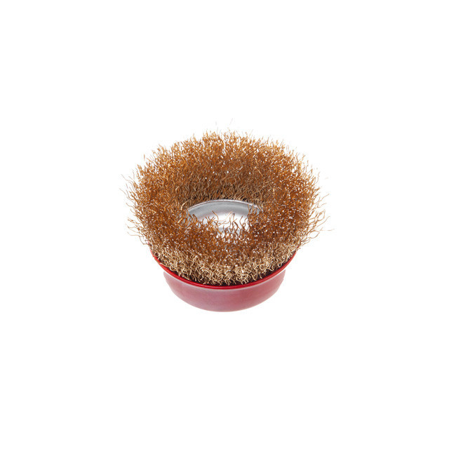 Щітка чашкова, 65 мм, M14, кручений дріт покритий латунню, для КШМ, 12500 об/хв INTERTOOL BT-1066 Київ - фото 3