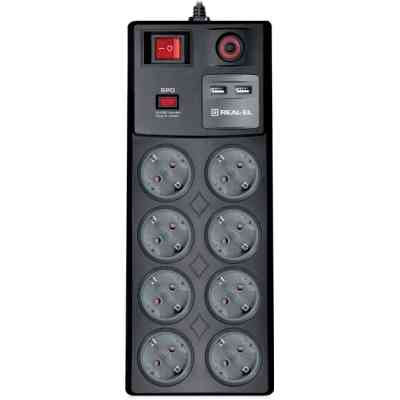 Сетевой фильтр питания REAL-EL RS-8F USB CHARGE 3m, black (EL122300004) Винница