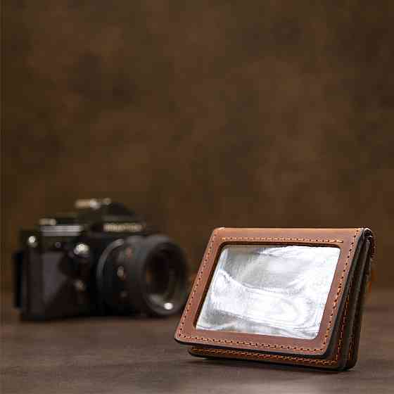 Кожаная компактная визитница GRANDE PELLE 11489 Коричневый Киев