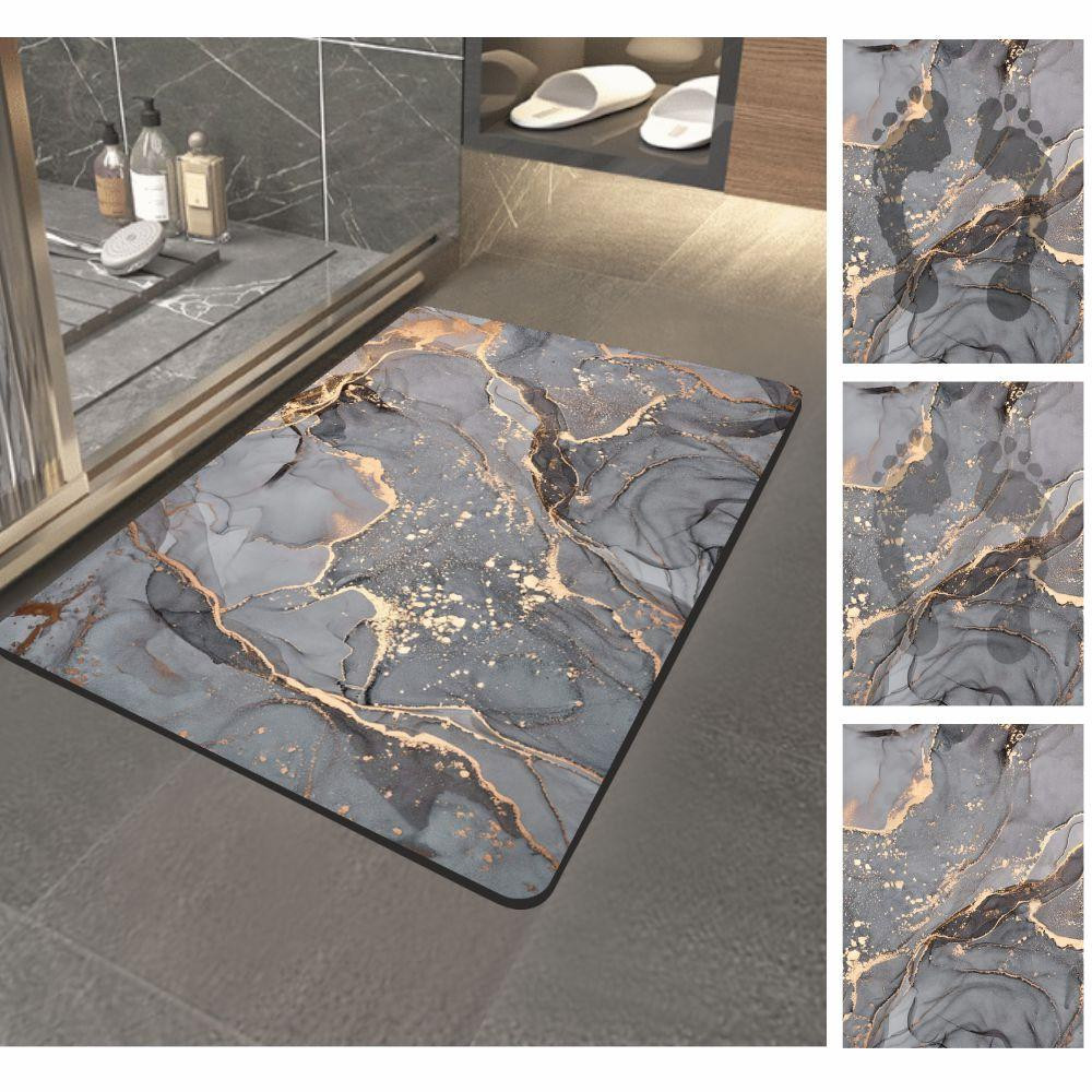 Суперпоглинаючий Діатомітовий Килимок Aquarius для ванної 40 х 60 см Сірий Мармур Буча - фото 3