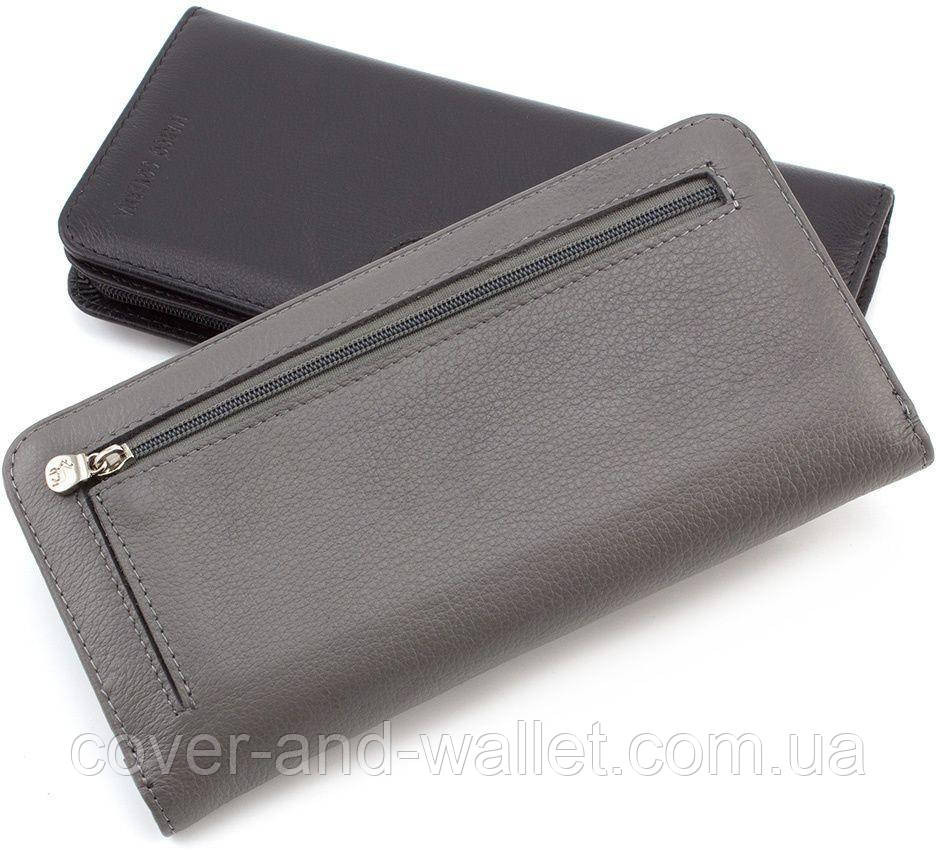 Стильний шкіряний жіночий гаманець сірого кольору Marco Coverna MC031-950 Київ - фото 2