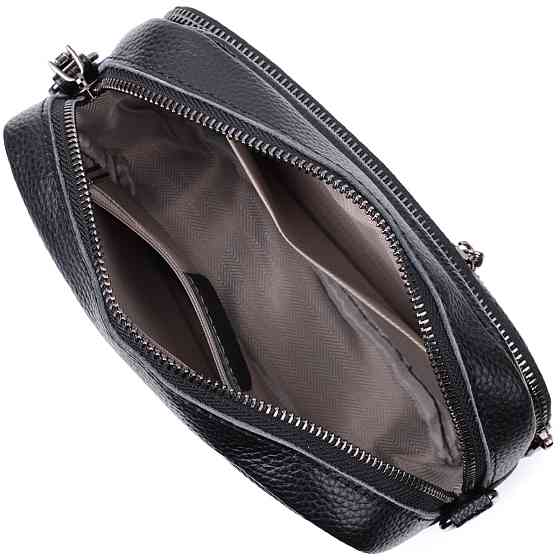 Сумка жіноча в класичному кольорі з накладною кишенею з натуральної шкіри Vintage 22640 Чорна Київ