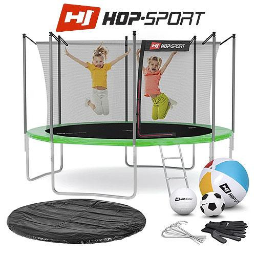 Батут 366см Hop-Sport с внутренней защитной сеткой и лестницей уличный батут для детей и взрослых до 150кг Киев - изображение 1
