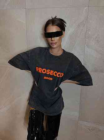 Женская трендовая оверсайз футболка с накатом PROSECCO трикотаж - 100% хлопок в технике тай-дай Одесса