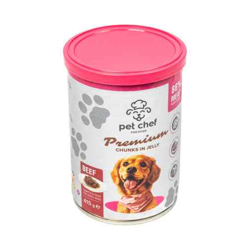 Вологий корм для собак Pet Chef шматочки в желе з яловичиною 415г Київ