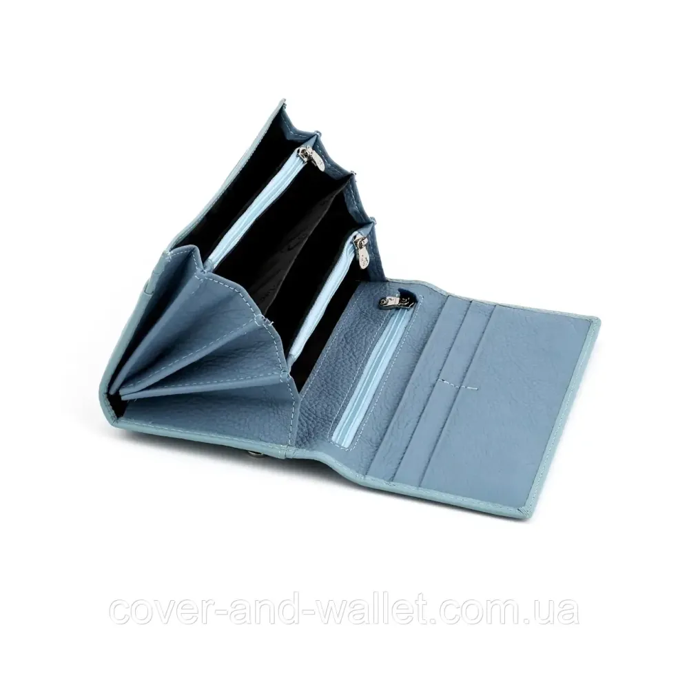 Жіночий гаманець із м'якої натуральної шкіри з магнітною фіксацією блакитного кольору Marco Coverna 1413-11 Київ - фото 7