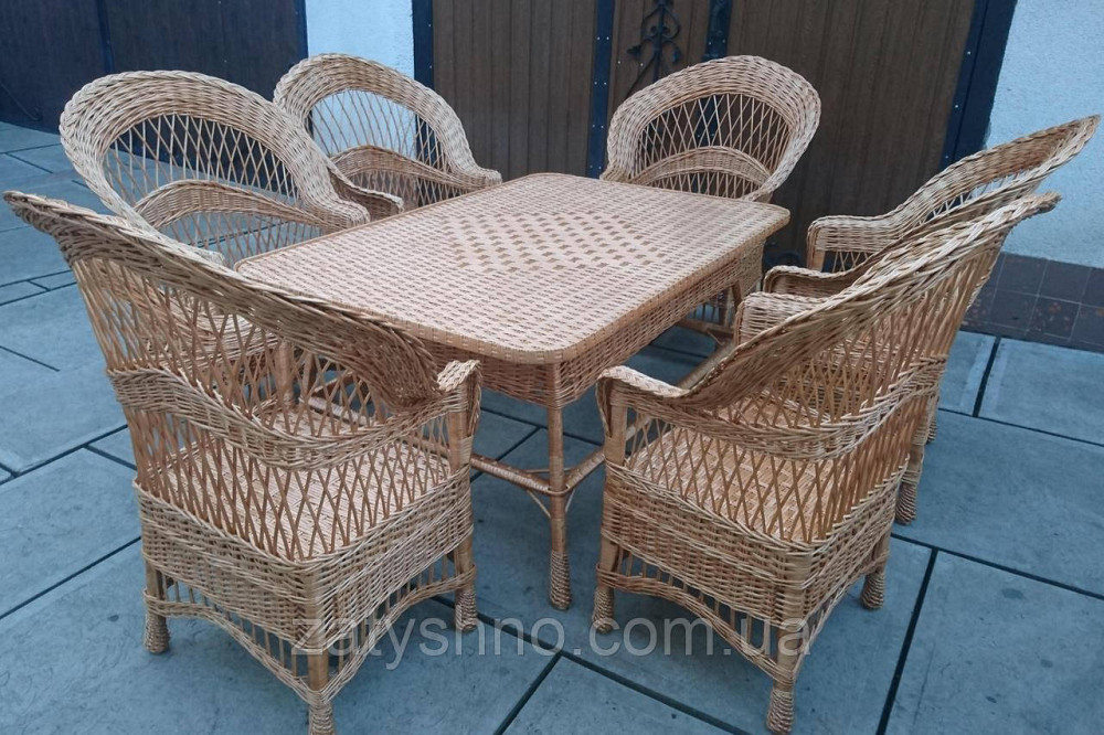Мебель плетеная на шестерых с большим   столом из лозы Киев - изображение 1