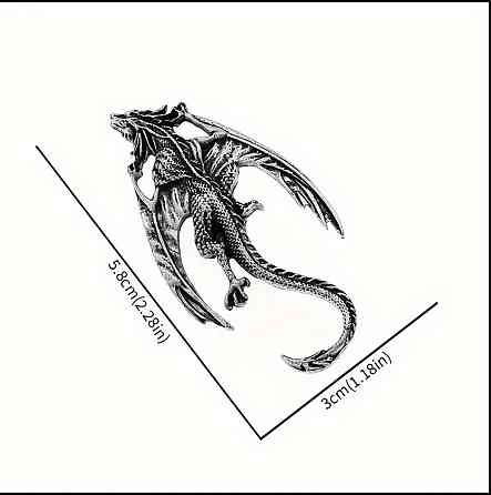 Брошка з драконом у готичному стилі – сріблястий метал Київ