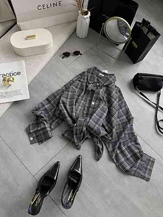 Женская трендовая оверсайз рубашка в клетку костюмный тиар Одесса